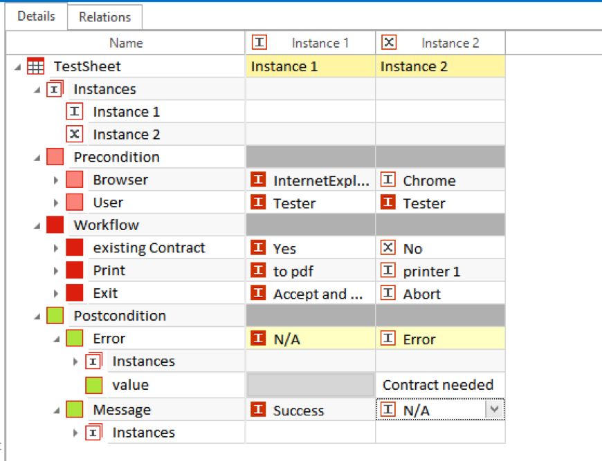 Tosca TestSheet example