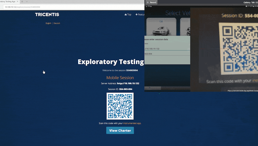 Tosca exploratory testing screenshot