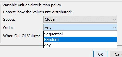 Variable values distribution policy screen