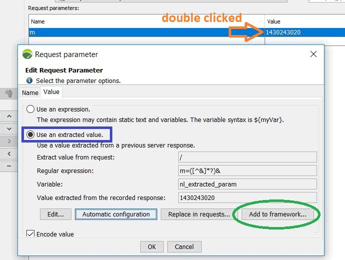 Edit request parameter window on NeoLoad