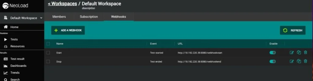 NeoLoad dashboard webhook with mySuperMon