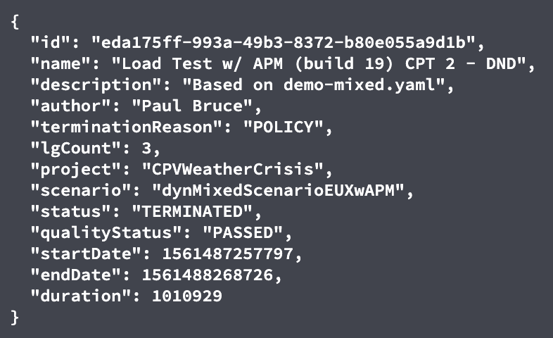 NeoLoad API summary data