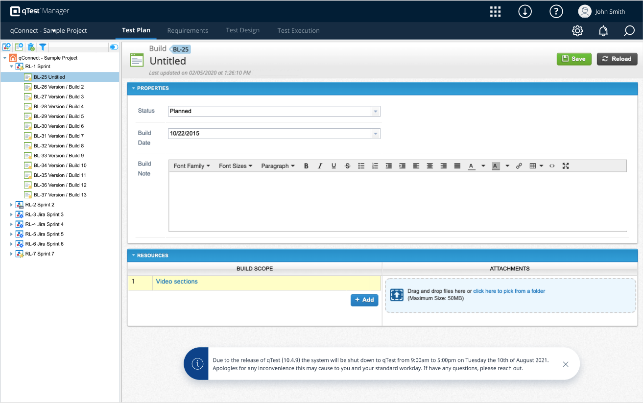 New Tricentis qTest feature: Annoucement banner