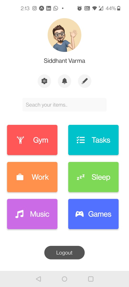 entire profile screen UI