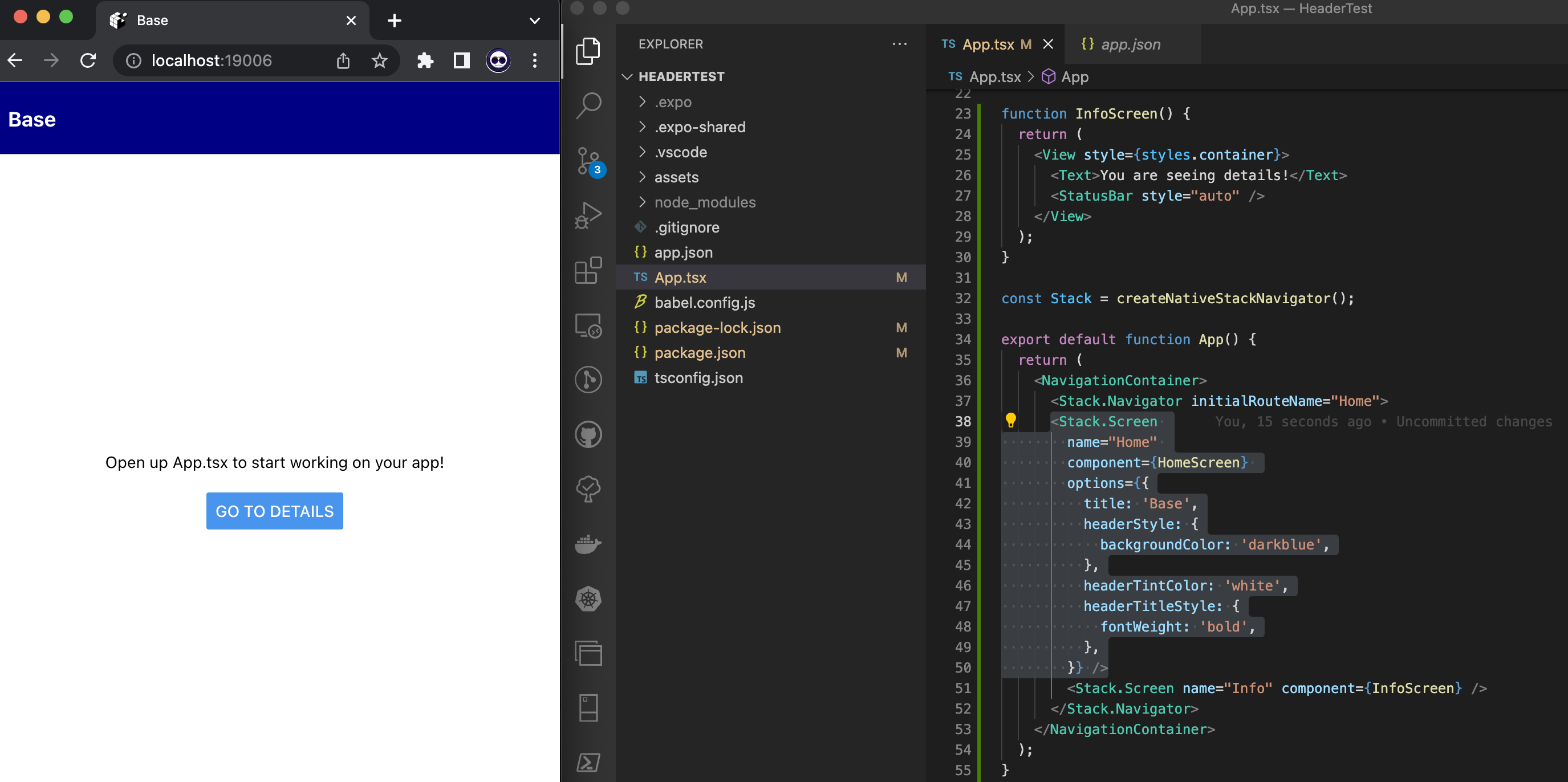Customizing your react native header