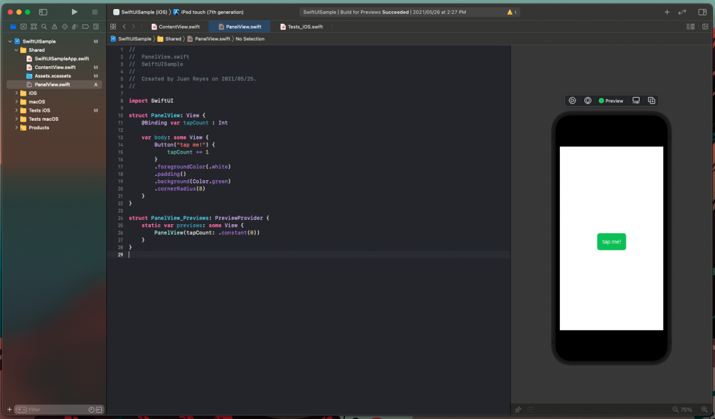 button to interact for binding in swiftUI