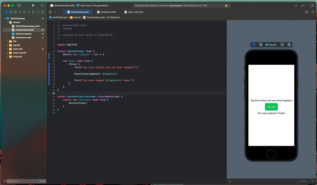 updating the parent tapCount