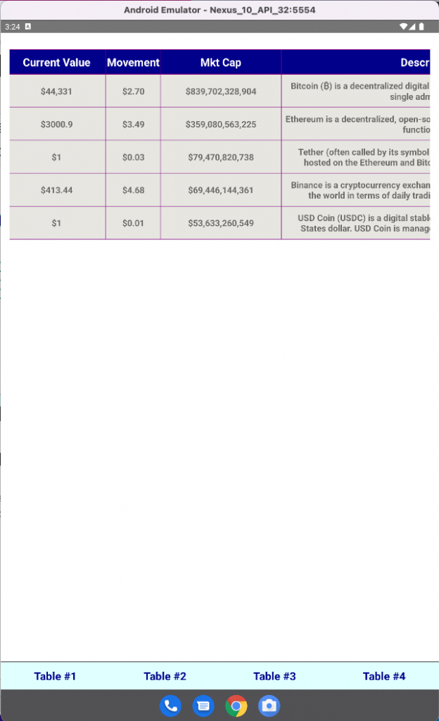 vertical scroll in android simulator