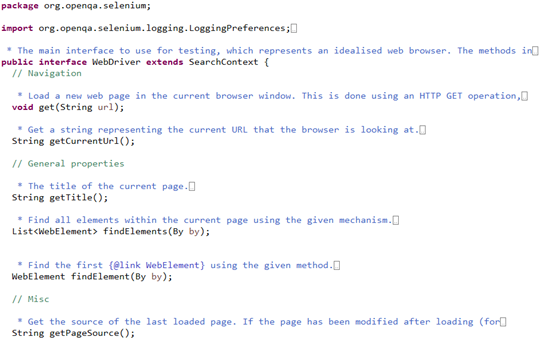 Webdrivers interface
