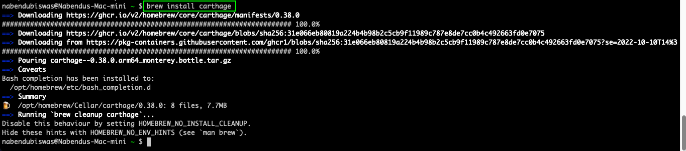 brew install carthage 