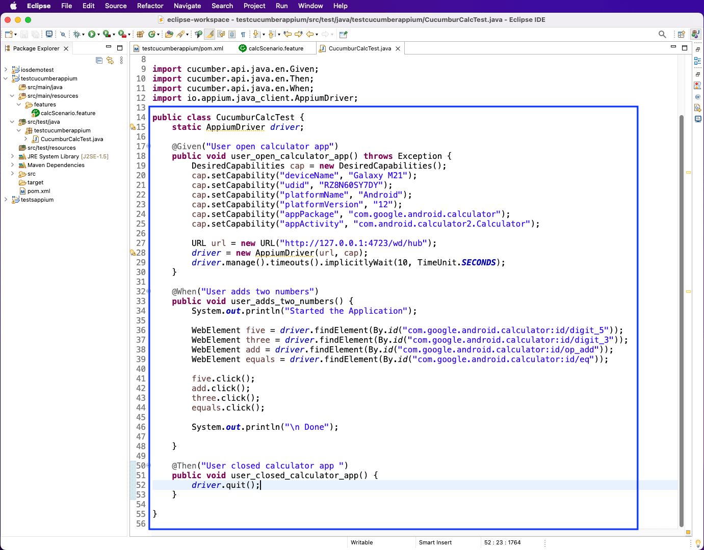 feature of calcscenario