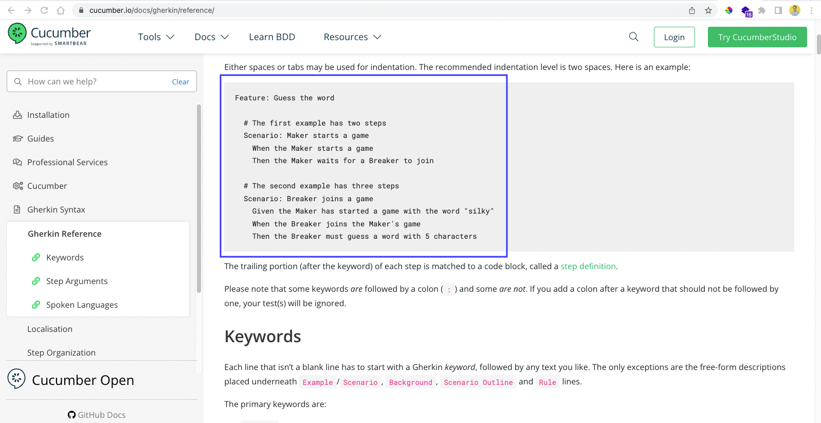 cucumber test official