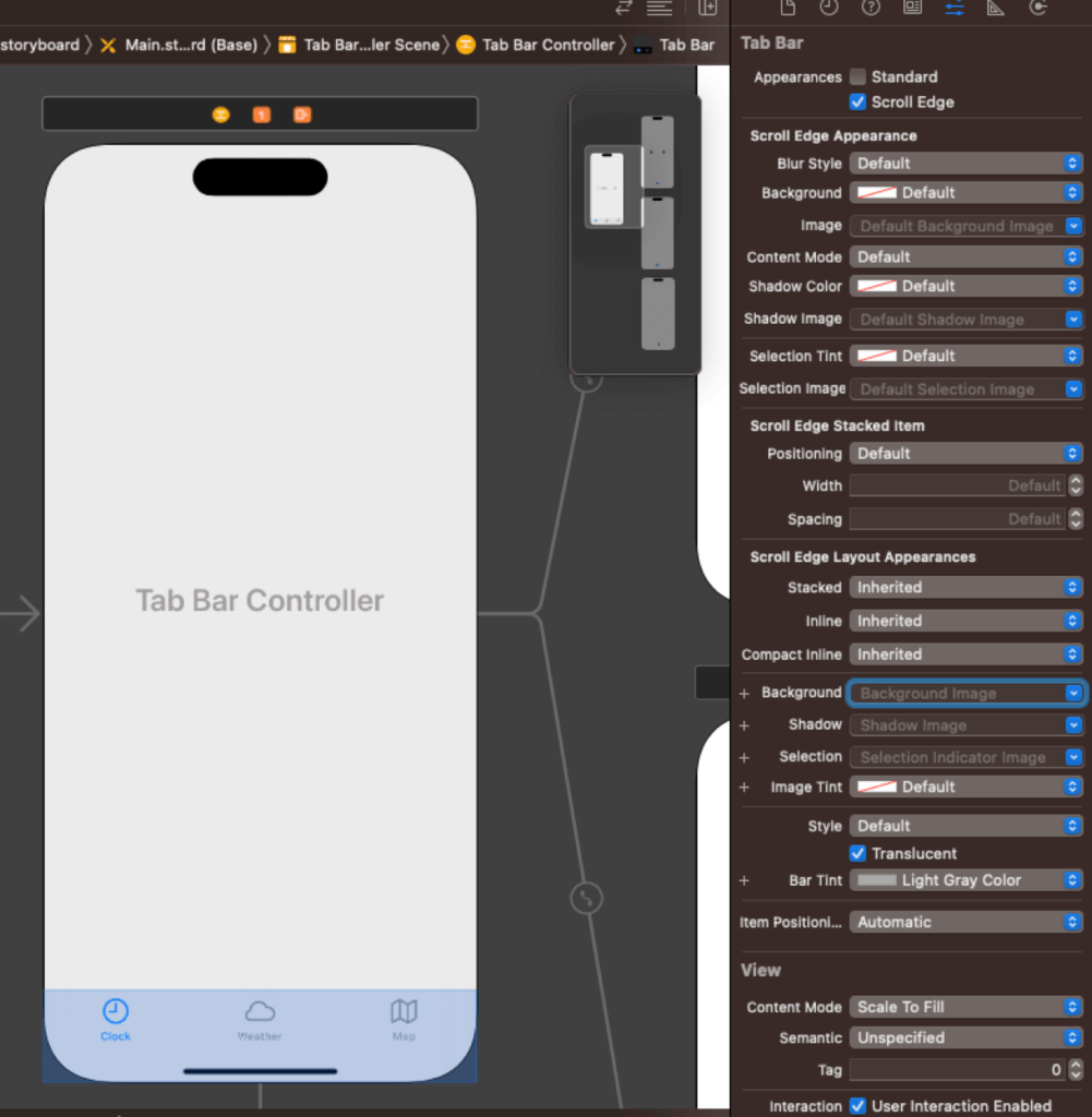 tab bar control settings