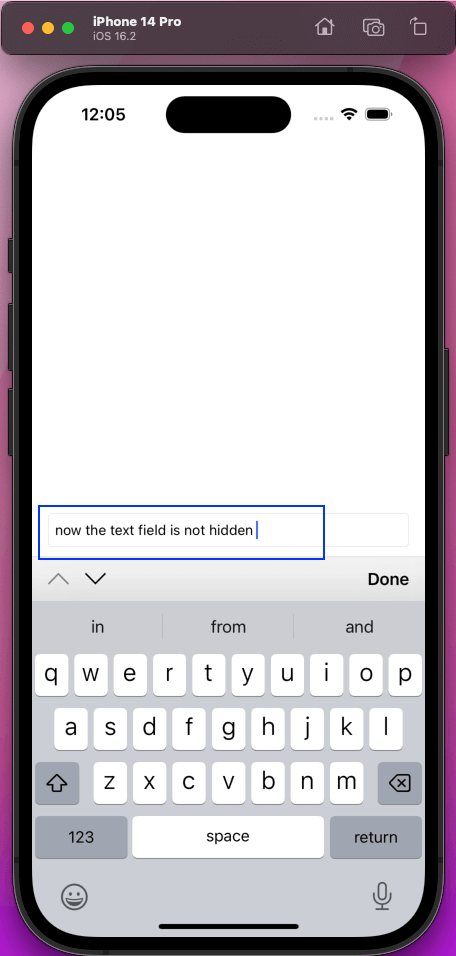 text field hidden