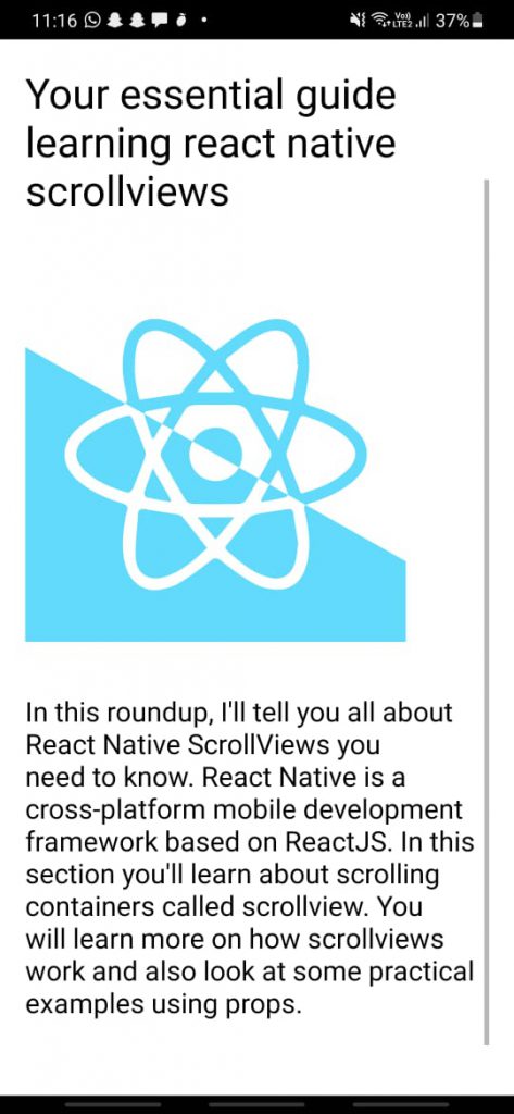 Overflowing content can be viewed on scrolling when using a ScrollView 